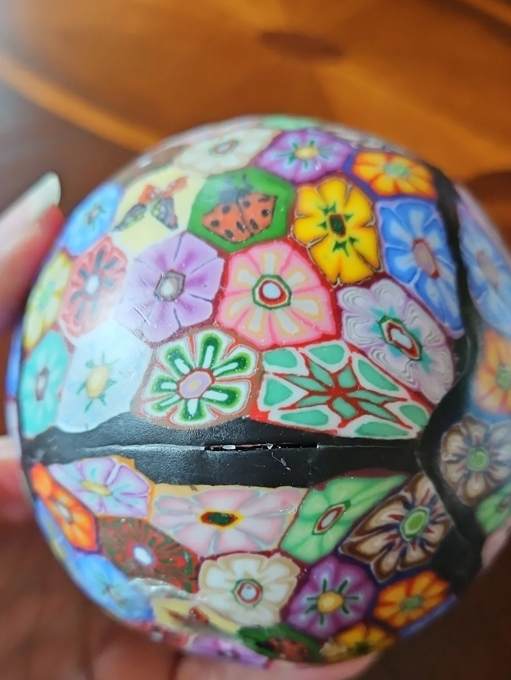 Set of 2 Handcrafted Sphere Art Candles - Butterfly & Floral Millefiori